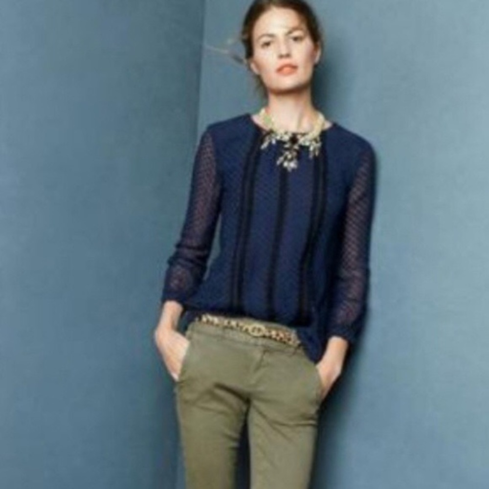 Navy and black j crew long sleeve blouse. Size xs